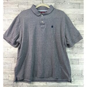 Polo Shirt Heathered Knit Casual Short Sleeve Preppy‎ Everyday Wear Gray Size L